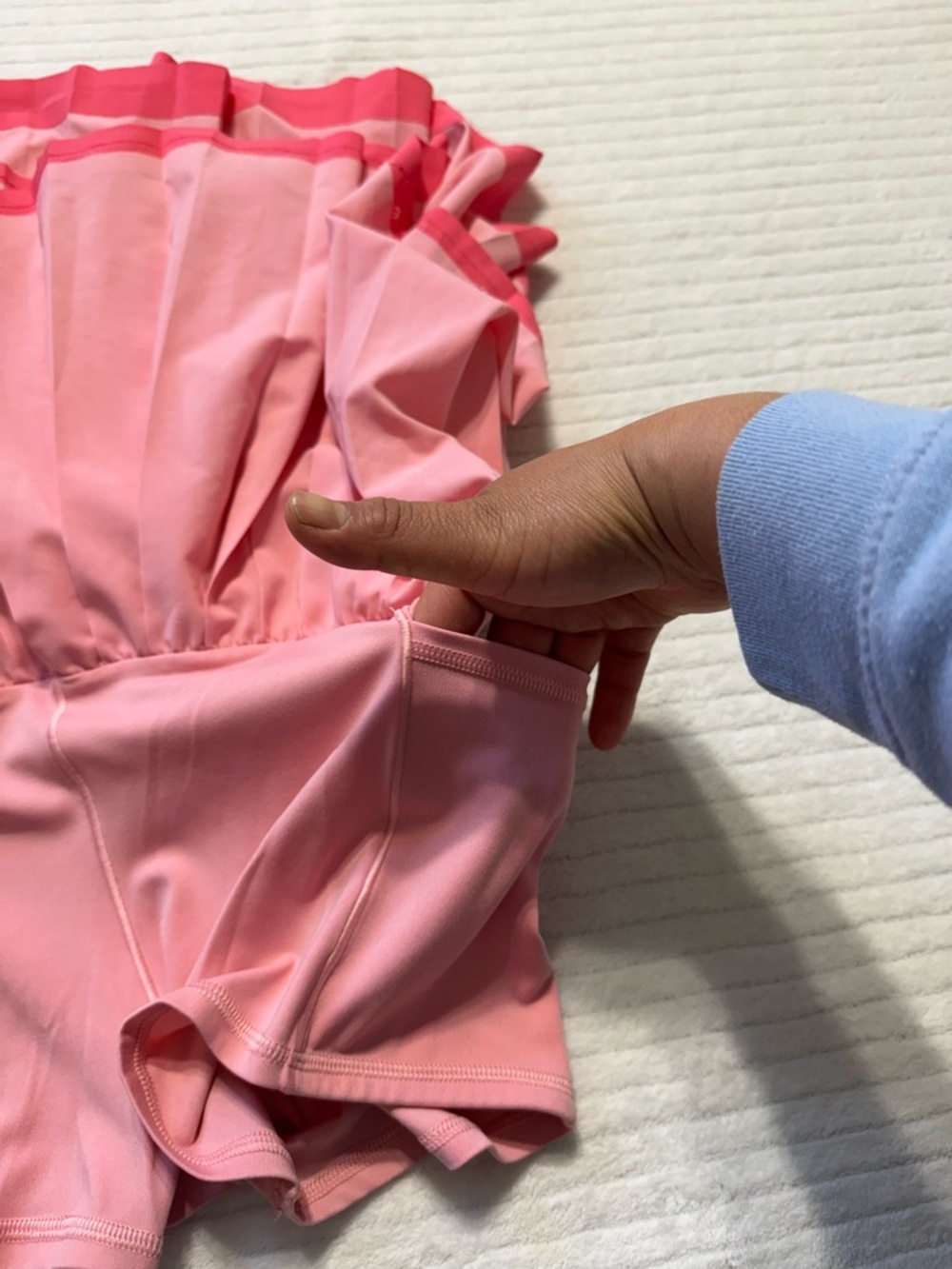 Pleated Pink Skater Skirt with Contrast Hem - Picture 10 of 11